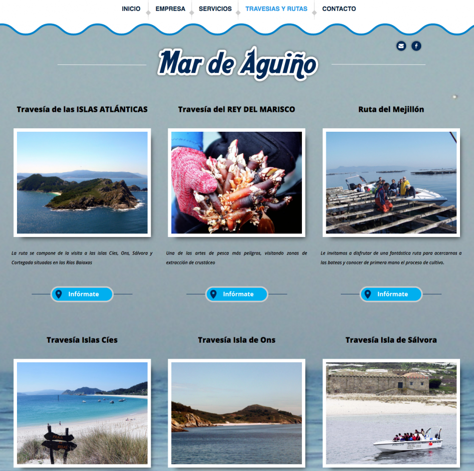 Diseño nueva web de turismo náutico | Mar de Aguiño