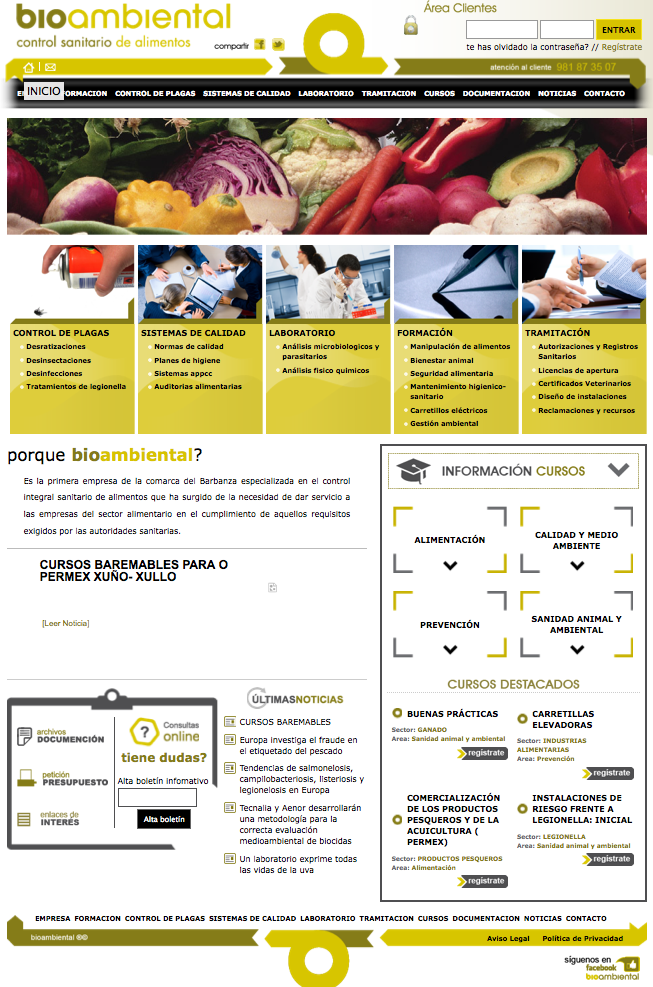 Aplicación web Bioambiental control sanitario de alimentos | Bioambiental