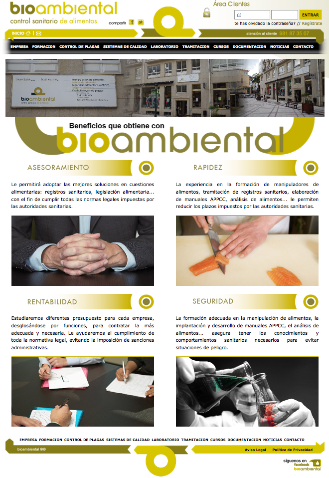 Aplicación web Bioambiental control sanitario de alimentos | Bioambiental