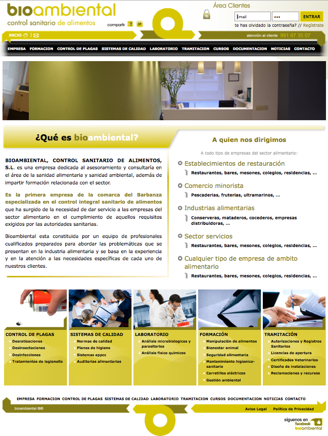 Aplicación web Bioambiental control sanitario de alimentos | Bioambiental