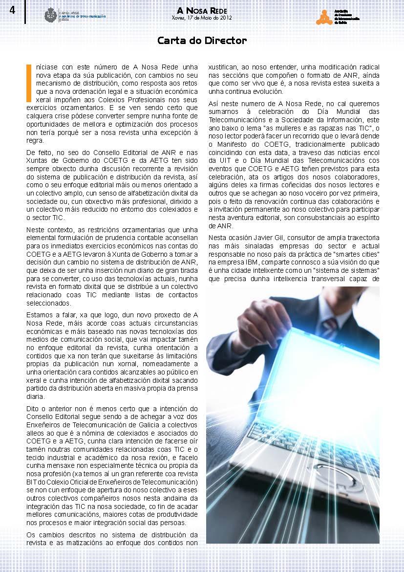Maquetación y diseño Revista A Nosa Rede | Colexio oficial de enxeñeiros de telecomunicación Galicia