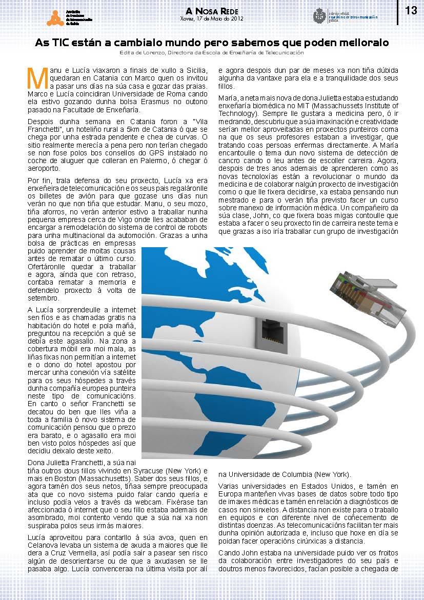 Maquetación y diseño Revista A Nosa Rede | Colexio oficial de enxeñeiros de telecomunicación Galicia
