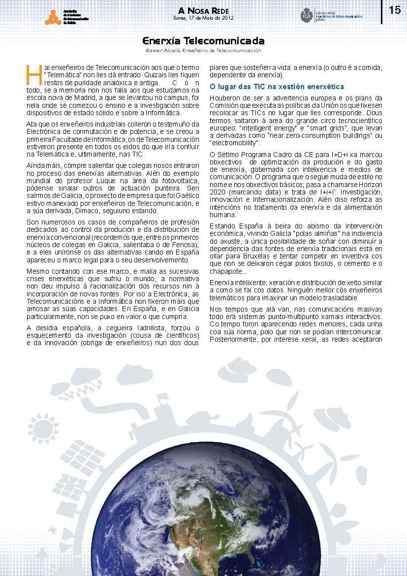 Maquetación y diseño Revista A Nosa Rede | Colexio oficial de enxeñeiros de telecomunicación Galicia