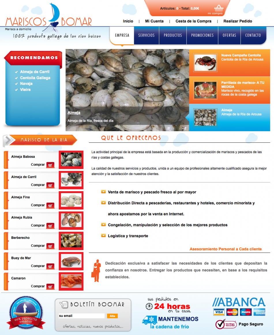 Tienda online de Mariscos Boomar | Mariscos Bomar