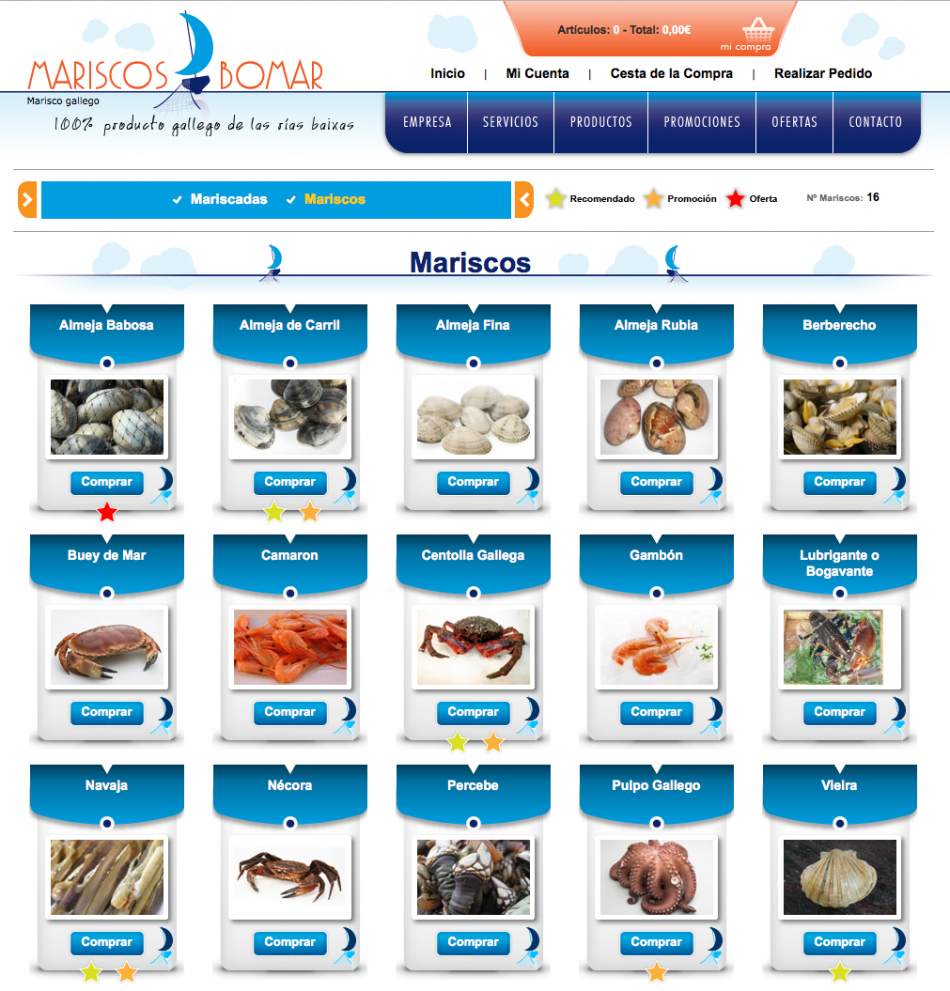 Tienda online de Mariscos Boomar | Mariscos Bomar