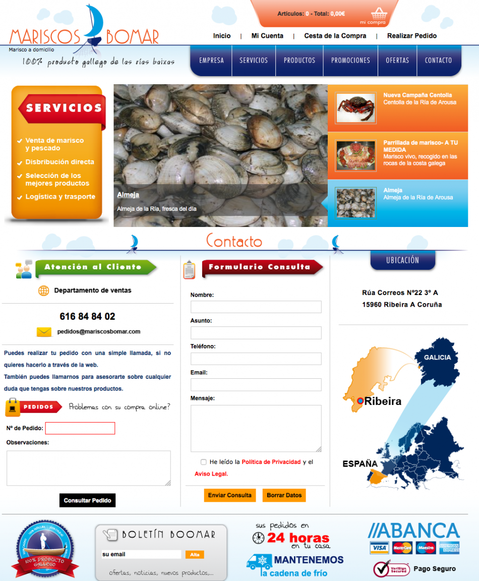 Tienda online de Mariscos Boomar | Mariscos Bomar