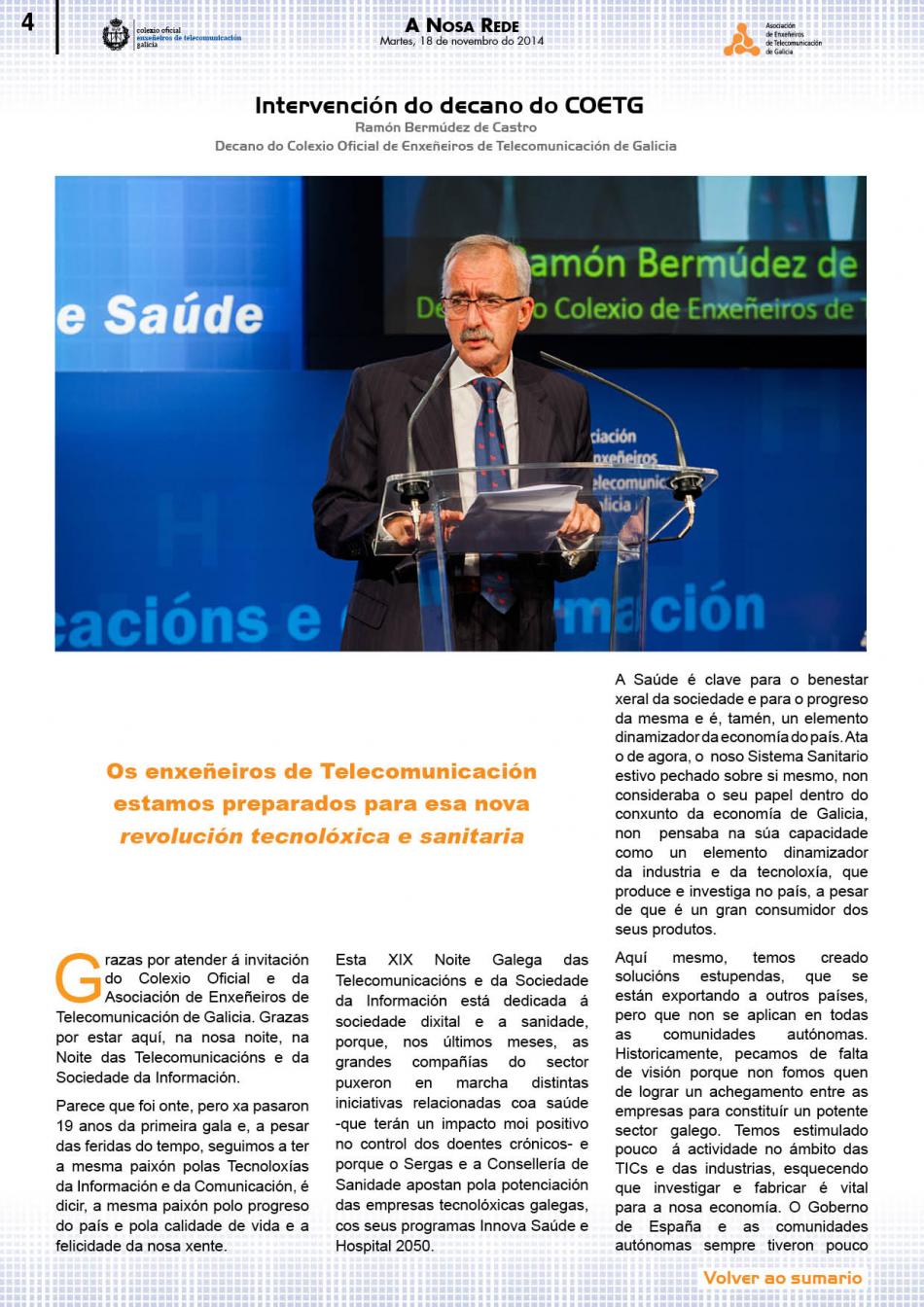 Diseño Revista A Nosa Rede | Colexio oficial de enxeñeiros de telecomunicación Galicia