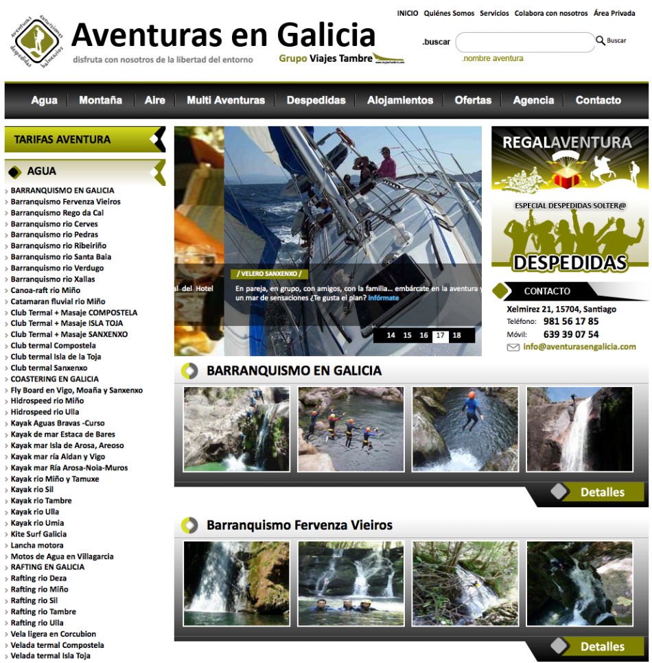 Web de turismo activo de Galicia
