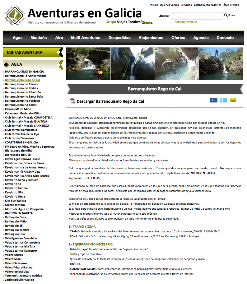 Web de turismo activo de Galicia
