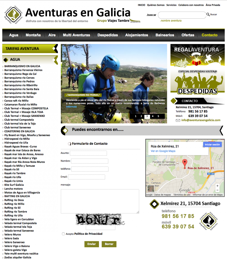 Web de turismo activo de Galicia
